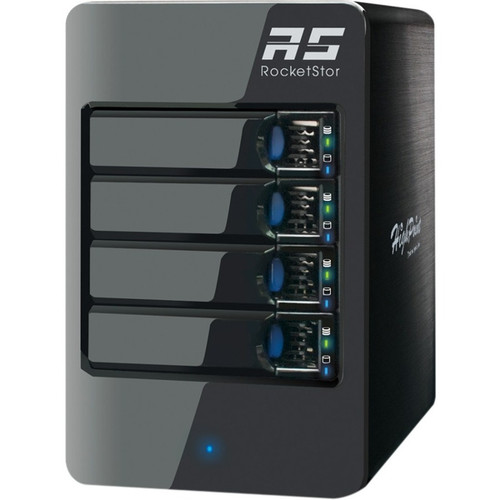HighPoint RocketStor 6414TS Drive Enclosure - Mini-SAS Host Interface Tower - 4 x HDD Supported - 4 x Total Bay - 4 x 2.5"/3.5" Bay - (Fleet Network)