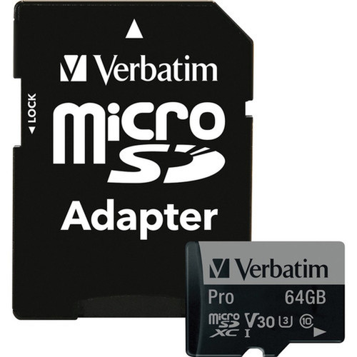 Verbatim_64GB_Pro_600X_microSDXC_Memory_Card_with_Adapter_UHS-I_V30_U3_Class_10_-_90_MBs_Read_-_45_MBs_Write_-_600x_Memory_Speed_-_47042