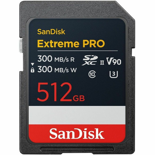 SanDisk Extreme PRO SDSDXDM-512G-GN4IN 512 GB Class 10/UHS-II (U3) V90 SDXC - 1 - 300 MB/s Read - 300 MB/s Write - Lifetime Warranty (Fleet Network)