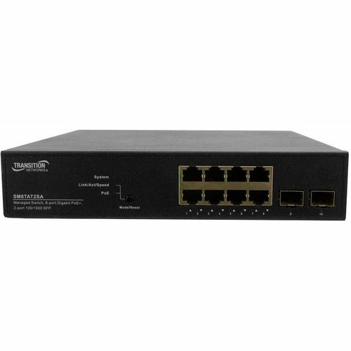 Lantronix SMTATSA Ethernet Switch - 8.0 Ports - Manageable - Gigabit Ethernet - 100/1000Base-FX, 10/100/1000Base-TX - 4 Layer - - 2 - (Fleet Network)
