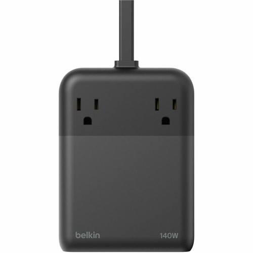 Belkin SRZ003tt5 SRZ003tt5140W Charging Station - 2-Outlet AC Power Strip with 4 USB Ports - 1x USB-A - 3x USB-C - 5ft Cord - GaN Technology - Black