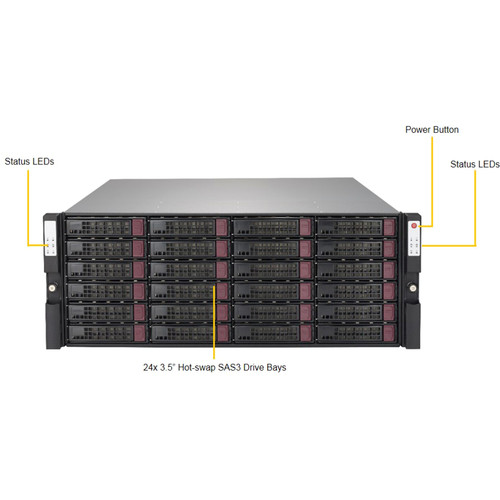 Supermicro SuperStorage 947R-E2CJB Drive Enclosure - 12Gb/s SAS Host Interface - 4U Rack-mountable - Black - 24 x HDD Supported - 24 x (SSG-947R-E2CJB)