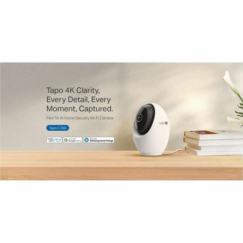 Tapo TAPO C260 8MP 4K AI Network Camera - Color - Infrared Night Vision - 109. 6° View - Wi-Fi/Bluetooth - Pan/Tilt