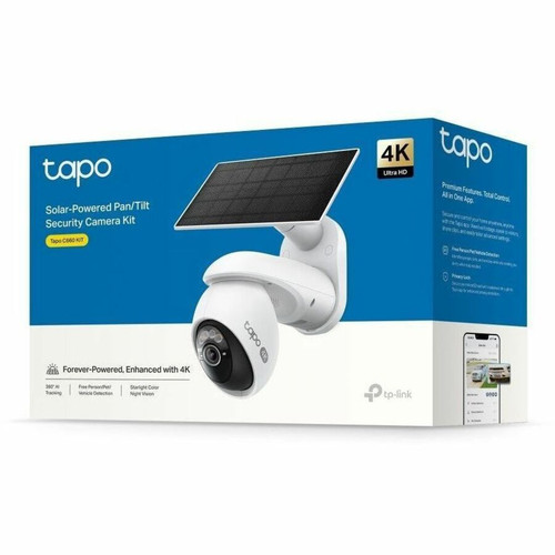 Tapo TAPO C660 KIT Solar-Powered 4K 8MP Outdoor Pan/Tilt Security Camera - Wi-Fi - 39. 37 ft Night Vision - IP65