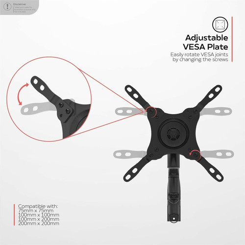 CTA Digital Universal VESA Articulating Wall Mount for TVs and Monitors - 42" Screen Support - 44 lb (19958.06 g) Load Capacity - 75 x (TV-UVAWM)