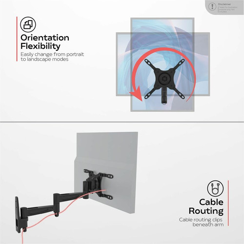 CTA Digital Universal VESA Articulating Wall Mount for TVs and Monitors - 42" Screen Support - 44 lb (19958.06 g) Load Capacity - 75 x (TV-UVAWM)