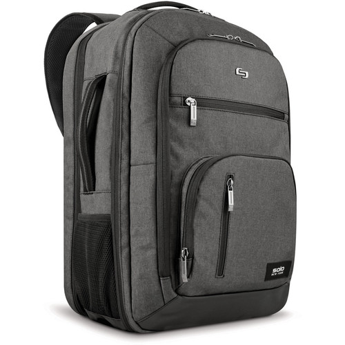 Solo Carrying Case (Backpack) for 17.3" Notebook - Gray - Damage Resistant, Bump Resistant - Checkpoint Friendly - Shoulder Strap, - x (Fleet Network)
