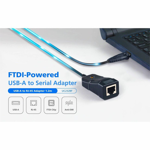 ATEN USB to RJ-45 (RS-232) Console Adapter (FTDI/1.2 m) - 3.9 ft (1.20 m) RJ-45/USB Data Transfer Cable for Router, Modem, Network PC, (UC232BF)