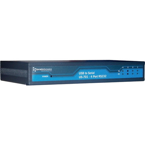 Brainboxes 4 Port RS232 USB to Serial Server - USB 2.0 - DIN Rail Mountable, Wall-mountable - TAA Compliant (Fleet Network)
