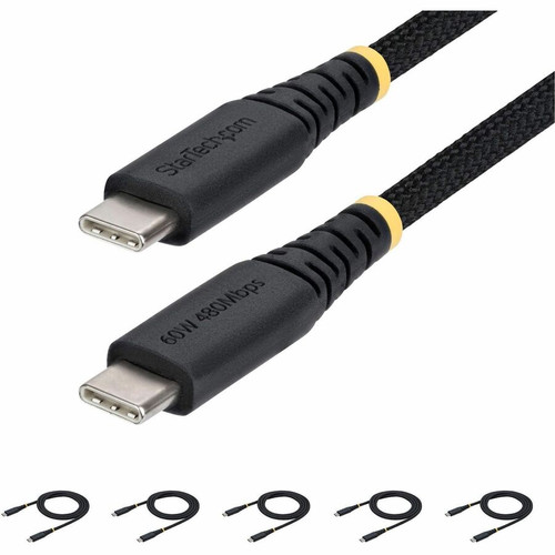 StarTech.com 5-Pack 3ft (91cm) USB-C Charging Cable, 60W (3A) PD, Dual-Layer Braided Nylon/TPE Jacket, Rugged USB C Charger Cord - of (Fleet Network)