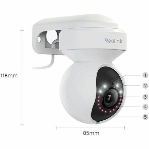 Reolink WCEO5MPO6PTAF E540 5MP Outdoor PT Security Camera - Color Spotlight Night Vision - 3x Optical Zoom - Wi-Fi/Bluetooth/PoE - IP65 Weatherproof
