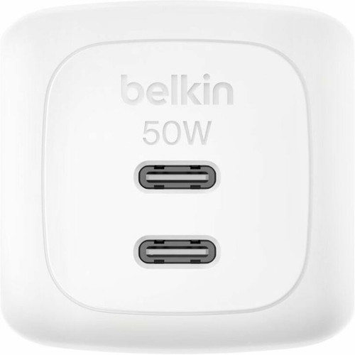 Belkin WCH019dq1MWH-B6 Dual USB-C GaN Wall Charger 50W - 5A Output - White