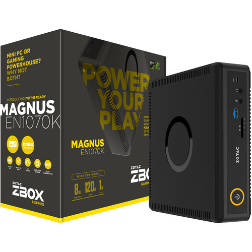 Zotac ZBOX-EN1070K-U-W2B MAGNUS EN1070K Mini PC - Intel Core i5-7500T - 8GB RAM - 120GB SSD + 1TB HDD - NVIDIA GeForce GTX 1070 - Windows 10 Home