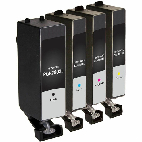 Compatible CIG 118300 Remanufactured High Yield Inkjet Cartridge - 4-Pack Cyan for Canon PGI-280XL - CLI-281XL