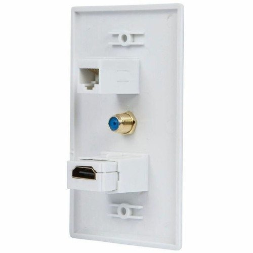 Monoprice Faceplate - 3 x Total Number of Socket(s) - Wall Mount - Gold Plated - 1 x HDMI Port(s) - 1 x RJ-45 Port(s) (12097)