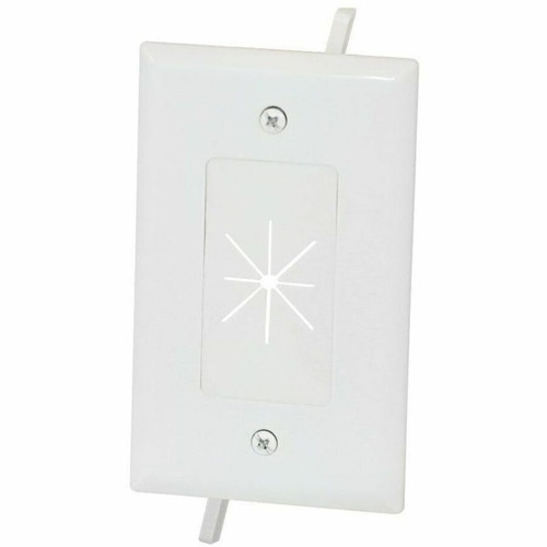 Monoprice Cable Plate with Flexible Opening, 1-Gang, White - 1 x Socket(s) - 1-gang - Bracket Mount, Wall Mount - White (Fleet Network)