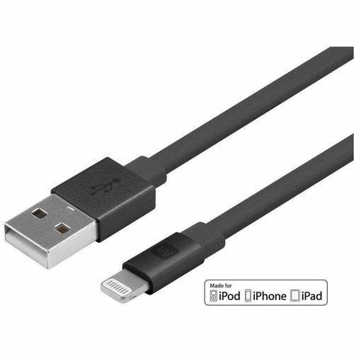 Monoprice Premium Flat Apple MFi Certified Lightning to USB-A Charging Cable - 3ft Black - 3 ft (0.91 m) Lightning/USB Data Transfer - (12857)
