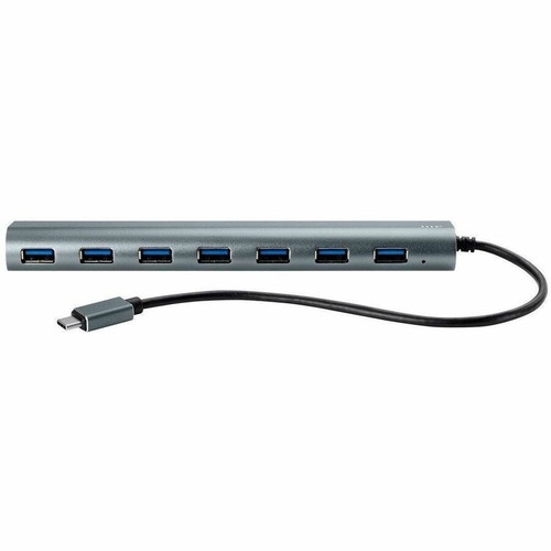 Monoprice SuperSpeed 7-Port USB-C Hub, Gray - USB Type C - 640 MB/s - Notebook, Desktop, Hard Drive, Flash Drive, Mobile Device, USB - (14909)