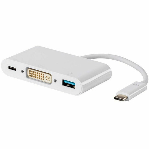 Monoprice Select Series USB-C to DVI USB-C USB-A Multiport Adapter - 1x USB Type C - Male - 1x USB 3.0 Type A - Female, 1x USB Type C (Fleet Network)