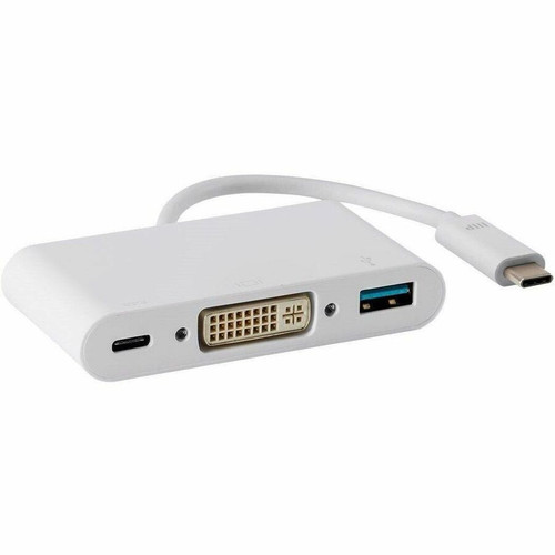 Monoprice Select Series USB-C to DVI USB-C USB-A Multiport Adapter - 1x USB Type C - Male - 1x USB 3.0 Type A - Female, 1x USB Type C (15759)