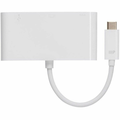 Monoprice Select Series USB-C to DVI USB-C USB-A Multiport Adapter - 1x USB Type C - Male - 1x USB 3.0 Type A - Female, 1x USB Type C (15759)