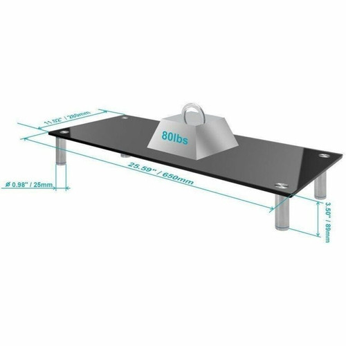 Workstream 16360 Monitor Stand - 80 lb Load Capacity - Tempered Glass Desktop Riser - 3. 50"H x 25. 59"W x 11. 02"D