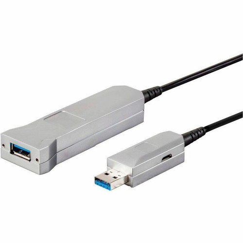 Monoprice SlimRun USB-A to USB-A Female 3.0 Extension Cable - Fiber Optic, Black, 32.8ft - 32.8 ft (10 m) USB-A Data Transfer Cable - (16377)