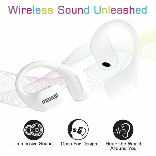 Maxell Open Wireless Earhooks True Bluetooth Ear Earbud Stereo 16 Ohm 20 Hz To kHz 32.8 Ft Range Open-ear M 197301
