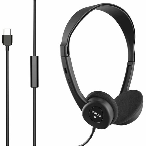 Maxell HP-101 Type C Headphone - Stereo - USB Type C - Wired - 32 Ohm - 20 Hz to 20 kHz - On-ear, Over-the-head - Binaural - - 4 ft m) (Fleet Network)