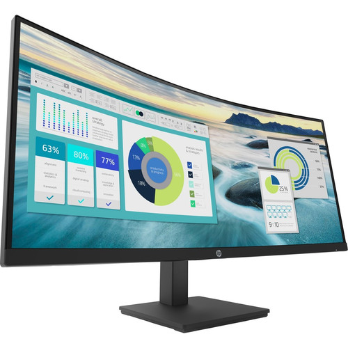 HP P34hc G4 34" Class WQHD Curved Screen LCD Monitor - 21:9 - Black - 34" Viewable - Vertical Alignment (VA) - LED Backlight - 3440 x (21Y56AA)