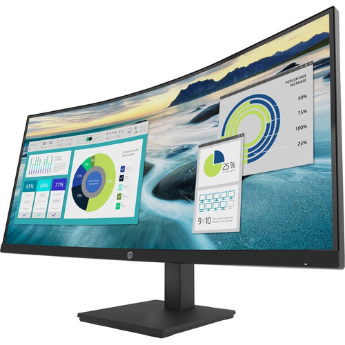 HP P34hc G4 34" Class WQHD Curved Screen LCD Monitor - 21:9 - Black - 34" Viewable - Vertical Alignment (VA) - LED Backlight - 3440 x (Fleet Network)