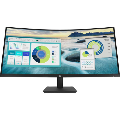 HP P34hc G4 34" Class WQHD Curved Screen LCD Monitor - 21:9 - Black - 34" Viewable - Vertical Alignment (VA) - LED Backlight - 3440 x (Fleet Network)
