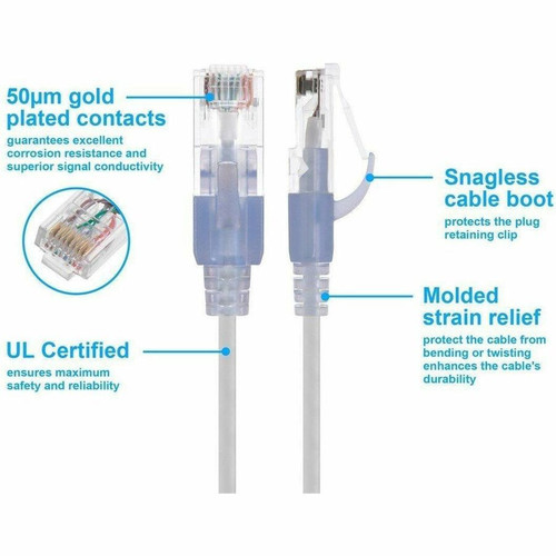 Monoprice SlimRun Patch UTP Category 6a Network Cable - 2 ft (0.61 m) Category 6a Network Cable for Network Device - First End: 1 x - (29427)