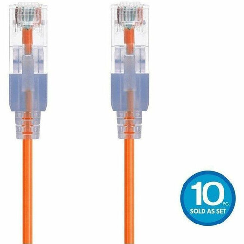Monoprice SlimRun Patch UTP Category 6a Network Cable - 6" (152.40 mm) Category 6a Network Cable for Network Device - First End: 1 x - (Fleet Network)