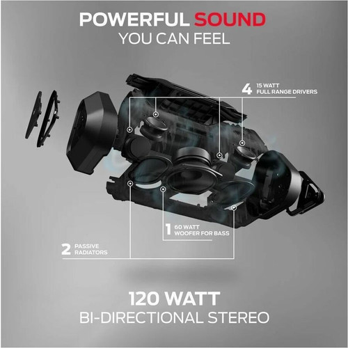 Monster Blaster 3.0 Portable Bluetooth Speaker System - 120 W RMS - Black - Near Field Communication - Battery Rechargeable - USB (2MNSK0928B0L2)