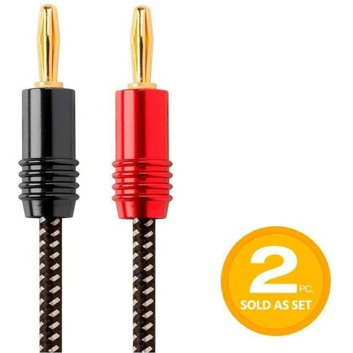 Monoprice Speaker Wire, Braided with Banana Plugs, 2-Conductor, 14AWG, 10ft, 2 Pack - 10 ft (3.05 m) Audio Cable for Speaker - First 1 (34309)