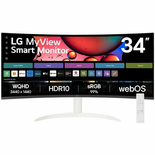 LG 34SR63QA-W 34" UltraWide QHD Curved Smart Monitor - 3440 x 1440100Hz - VA Panel - HDR10 - Alpine White