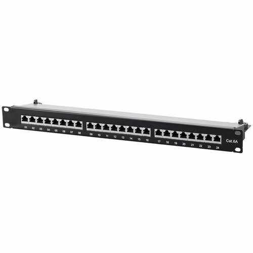 Monoprice Entegrade Series Cat6A 19in 1U Patch Panel, Shielded, 24-port Dual IDC - 24 Port(s) - 24 x RJ-45 - 1U High - Category 6a - - (Fleet Network)