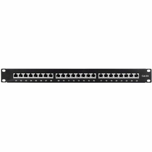 Monoprice Entegrade Series Cat6A 19in 1U Patch Panel, Shielded, 24-port Dual IDC - 24 Port(s) - 24 x RJ-45 - 1U High - Category 6a - - (39752)