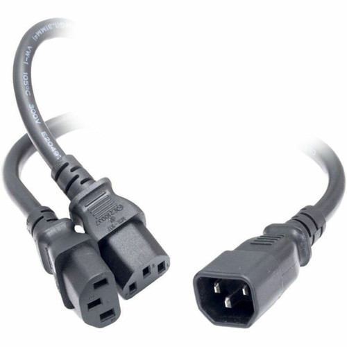 Monoprice Splitter Cord - For Computer, UPS, Surge Protector, Data Processing Unit - 16 Gauge - 120 V AC / 13 A, 230 V AC - Black - ft (Fleet Network)