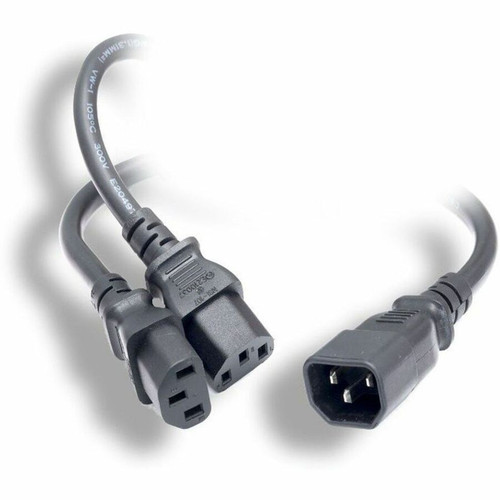 Monoprice Splitter Cord - For Computer, Surge Protector, UPS, Data Processing Unit - 16 Gauge - 120 V AC / 13 A, 230 V AC - Black - 6 (Fleet Network)
