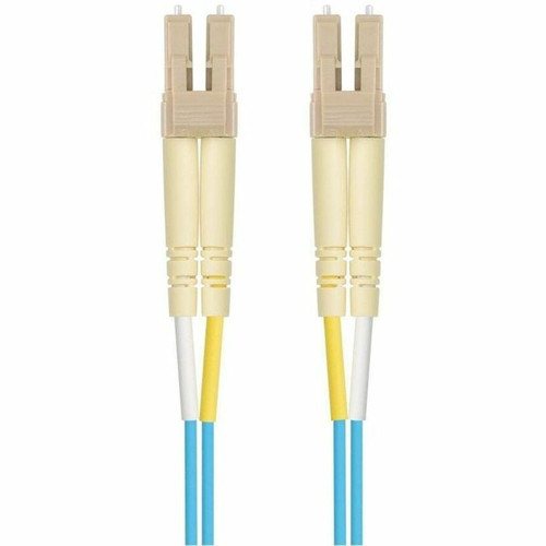 Monoprice Multi-Mode OM4 Fiber Optic Cable - LC-LC UL 2mm 50/125 OFNR Duplex Aqua 1m - 3.3 ft (1 m) Fiber Optic Network Cable for - 2 (41694)