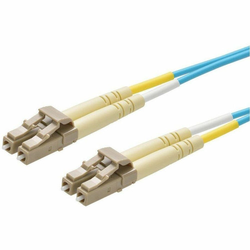 Monoprice Multi-Mode OM4 Fiber Optic Cable - LC-LC UL 2mm 50/125 OFNR Duplex Aqua 1m - 3.3 ft (1 m) Fiber Optic Network Cable for - 2 (Fleet Network)