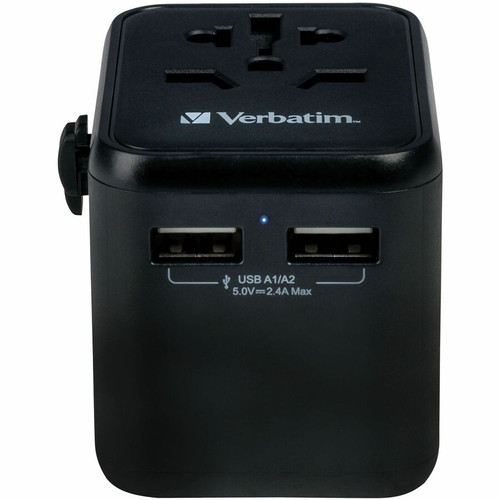 Verbatim 49543 UTA-01 Universal Travel Adapter - 12W USB-A - 2 Ports - 120V/230V AC Input