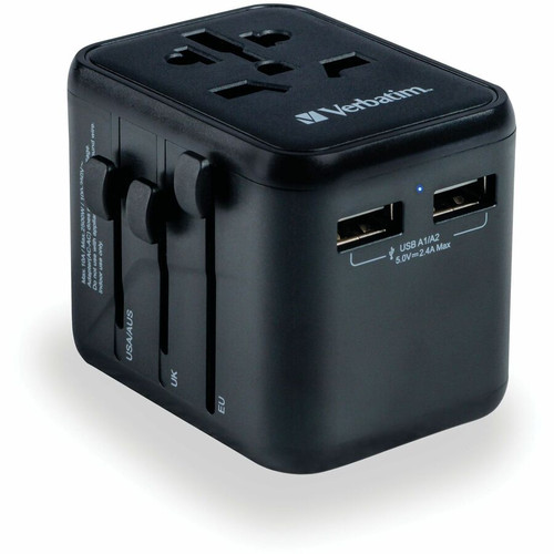Verbatim UTA-01 Universal Travel Adapter 12W - USB-A - 12 W - 120 V AC, 230 V AC Input - 1 (Fleet Network)
