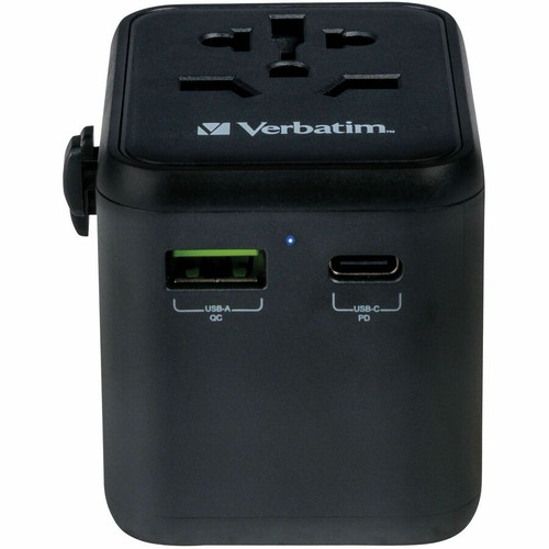 Verbatim 49544 AC Adapter - Universal Input 120/230V AC - Multi-Output 5/9/12V DC - 10A - USB-C 20W PD - Compact