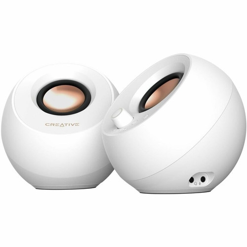 Creative 51MF1710AA003 Pebble Pro 2.0 Portable Bluetooth Speaker System - 10 W RMS - White - Desktop - 80 Hz to 20 kHz - Headphone