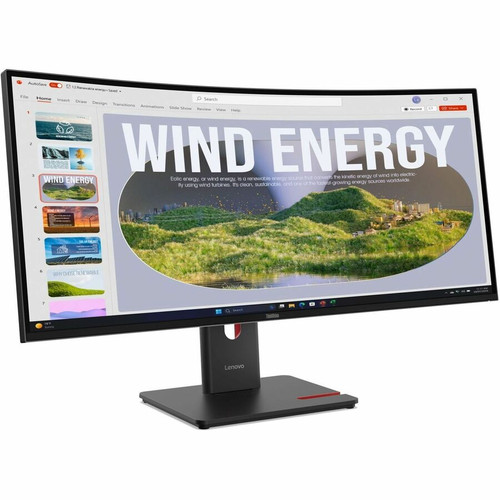 Lenovo ThinkVision T34WD-40 34" Class UW-QHD Curved Screen LED Monitor - 21:9 - Eclipse Black - 34" Viewable - Vertical Alignment (VA) (Fleet Network)