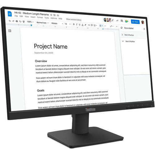 Lenovo ThinkVision S22-4e 22" Class Full HD LED Monitor - 16:9 - Raven Black - 21.5" Viewable - In-plane Switching (IPS) Technology - (Fleet Network)