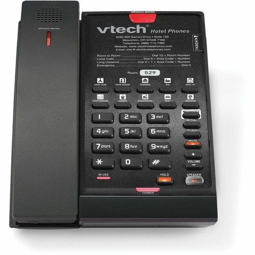 VTech CTM-A2411-BATT DECT 6.0/RF Cordless Phone - Desktop, Wall Mountable - Matte Black - 1 x Phone Line - Speakerphone - Hearing Aid (Fleet Network)